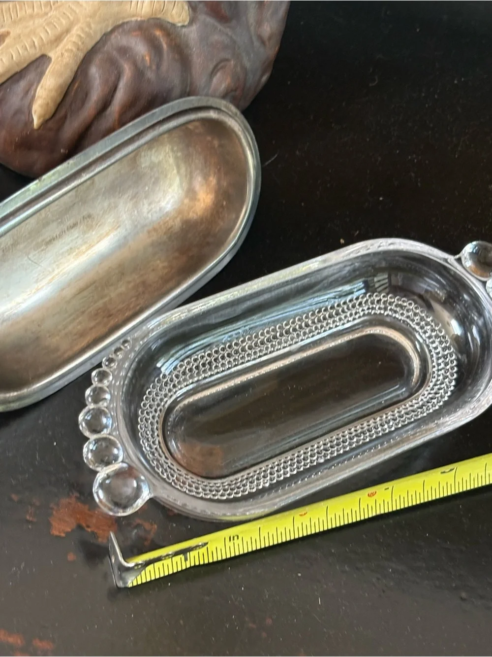 Clear Glass butterDish with Silver plated Lid - Home Accents